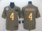 Dallas Cowboys #4 Dak Prescot 2019 Olive Golden Number Salute to Service Limited Jersey