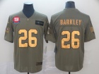 New York Giants #26 Saquon Barkley 2019 Olive Golden Number Salute to Service Limited Jersey