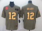 New England Patriots #12 Tom Brady 2019 Olive Golden Number Salute to Service Limited Jersey