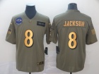 Baltimore Ravens #8 Lamar Jackson 2019 Olive Golden Number Salute to Service Limited Jersey