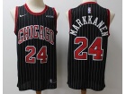 Nike Chicago Bulls #24 Lauri Markkanen Black 2019 Black Pinstripes Jersey