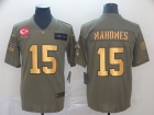 Kansas City Chiefs #15 Patrick Mahomes 2019 Olive Golden Number Salute to Service Limited Jersey