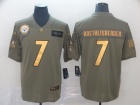 Pittsburgh Steelers #7 Ben Roethlisberger 2019 Olive Golden Number Salute to Service Limited Jersey