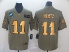 Philadelphia Eagles #11 Carson Wentz 2019 Olive Golden Number Salute to Service Limited Jersey