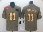 New England Patriots #11 Julian Edelman 2019 Olive Golden Number Salute to Service Limited Jersey