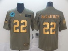 Carolina Panthers #22 Christian Mccaffrey 2019 Olive Golden Number Salute to Service Limited Jersey