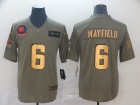 Cleveland Browns #6 Baker Mayfield 2019 Olive Golden Number Salute to Service Limited Jersey