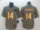 New York Jets #14 Sam Darnold 2019 Olive Golden Number Salute to Service Limited Jersey