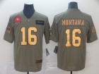 San Francisco 49ers #16 Joe Montana 2019 Olive Golden Number Salute to Service Limited Jersey