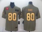 San Francisco 49ers #80 Jerry Rice 2019 Olive Golden Number Salute to Service Limited Jersey