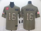 San Francisco 49ers #16 Joe Montana  2019 Olive Camo Salute to Service Limited Jersey