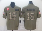 Kansas City Chiefs #15 Patrick Mahomes 2019 Olive Camo Salute to Service Limited Jersey