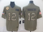 Green Bay Packers #12 Aaron Rodgers 2019 Olive Camo Salute to Service Limited Jersey