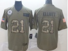 Dallas Cowboys #21 Ezekiel Elliott 2019 Olive Camo Salute to Service Limited Jersey