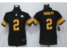 Woman Pittsburgh Steelers #2 Mason Rudolph Black Color Rush Limited Jersey