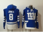 New York Giants #8 Daniel Jones Blue  Pullover Pocket Hoodies