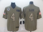 Oakland Raiders #4 Derek Carr 2019 Olive Camo Salute to Service Limited Jersey