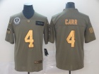 Oakland Raiders #4 Derek Carr 2019 Olive Golden Number Salute to Service Limited Jersey