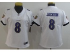 Woman Baltimore Ravens #8 Lamar Jackson White Vapor Untouchable Limited Jersey