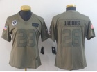 Woman Oakland Raiders #28 Josh Jacobs 2019 Olive Salute to Service Limited Jersey