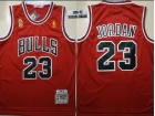 Chicago Bulls #23 Michael Jordan Red 1996-97 Throwback With Championship Patch Jersey