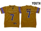 Youth LSU Tigers #7 Grant Delpit Yellow Limited Jersey