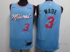 Nike Miami Heat #3 Dwyane Wade Light Blue with Pink Number Jersey