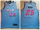 Miami Heat #25 Kendrick Nunn Light Blue City with Pink Number Jersey