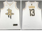 Nike Houston Rockets #13 James Harden White Golden Jersey