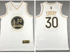 Nike Golden State Warriors #30 Stephen Curry White Golden Jersey