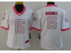 Woman Kansas City Chiefs #15 Patrick Mahomes White Pink Jersey