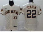 Nike Milwaukee Brewers #22 Christian Yelich Cream FlexBase Jersey