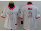 Woman New Orleans Saints #9 Brees White Pink Limited Jersey