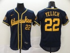 Nike Milwaukee Brewers #22 Christian Yelich Navy Blue Jersey