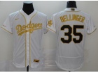 Nike Los Angeles Dodgers #35 Cody Bellinger White With Gold Name Flexbase Jersey