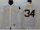 Nike Boston Red Sox #34 David Ortiz White With Gold Name Flexbase Jersey