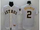 Nike Houston Astros #2 Alex Bregman Flexbase White With Gold Name Jersey