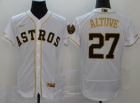 Nike Houston Astros #27 Jose Altuve Flexbase White With Gold Name Jersey