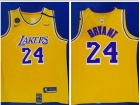 Nike Los Angeles Lakers #24 Kobe Bryant Gold with KB Patch Jersey