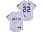 Nike Milwaukee Brewers #22 Christian Yelich White Cool Base Jersey