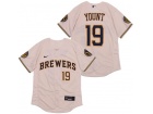 Nike Milwaukee Brewers #19 Robin Yount Cream Flexbase Jersey