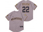 Nike Milwaukee Brewers #22 Christian Yelich Grey Cool Base Jersey