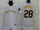 Nike Colorado Rockies #28 Nolan Arenado White With Gold Name Flexbase Jersey