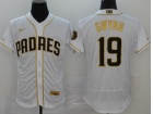 Nike San Diego Padres #19 Tony Gwynn White With Gold Name Flexbase Jersey