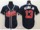 Nike Atlanta Braves #13 Ronald Acuna Jr.Blue Cool Base Jersey