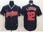 Nike Cleveland Indians #12 Francisco Lindor Blue Cool Base Jersey