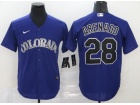 Nike Colorado Rockies #28 Nolan Arenado Purple Cool Base Jersey