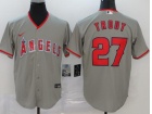 Nike Los Angeles Angels #27 Mike Trout Grey Cool Base Jersey