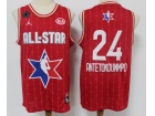 2020 All Star Milwaukee Bucks  #24 Giannis Antetokounmpo Red Jersey