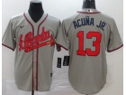 Nike Atlanta Braves #13 Ronald Acuna Jr.Grey Cool Base Jersey